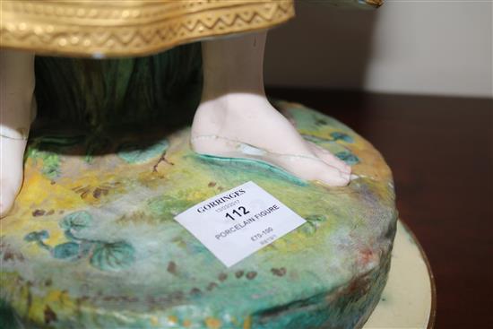 A large French coloured biscuit porcelain figure